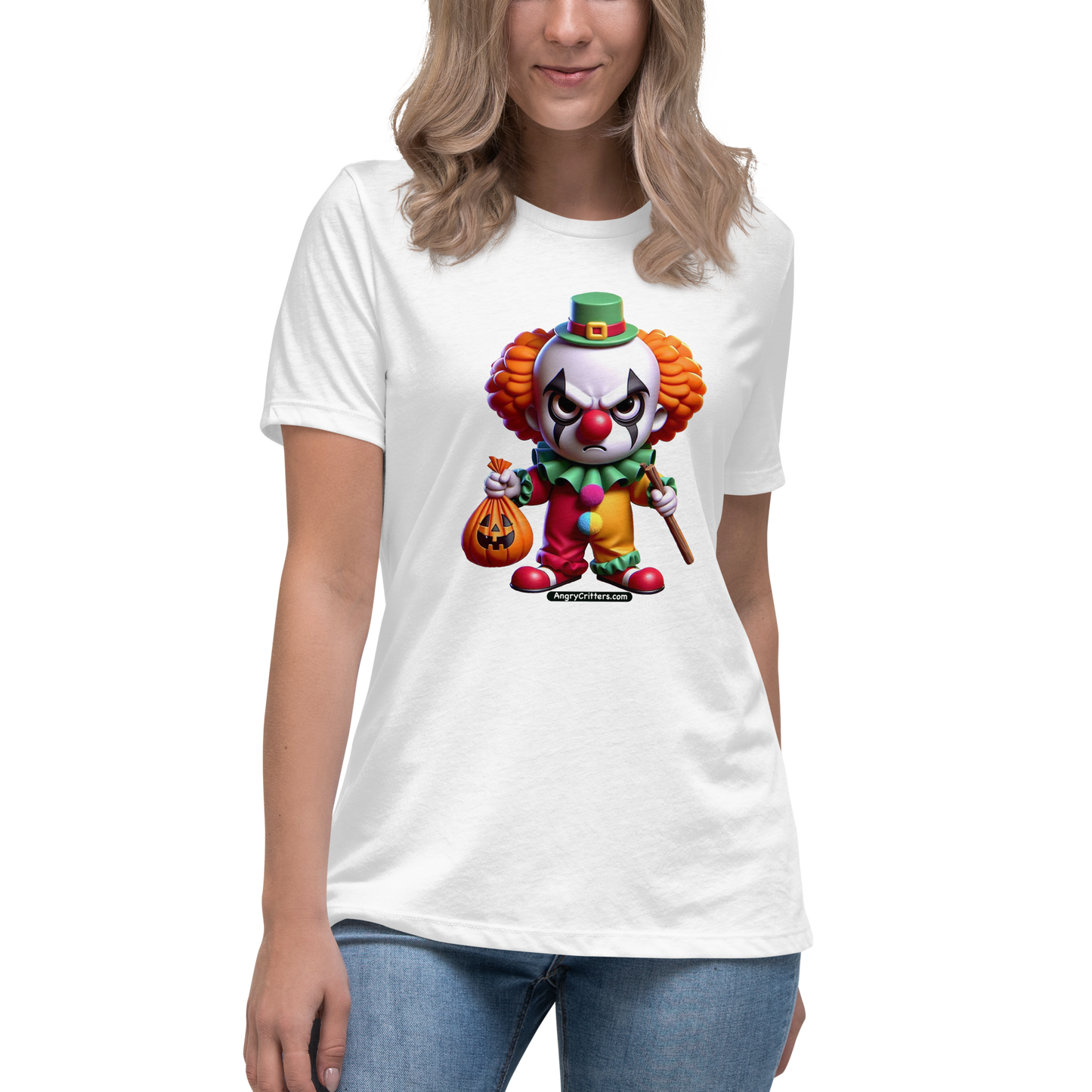 Angry Critters - Halloween Clown Orange, Women's Relaxed T-Shirt