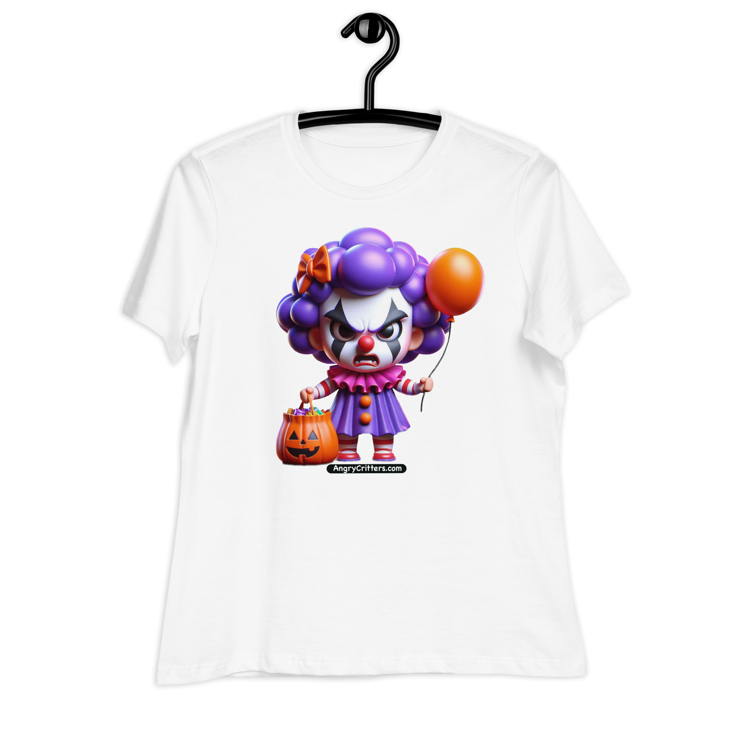 Angry Critters - Halloween Clown Purple, Women's Relaxed T-Shirt