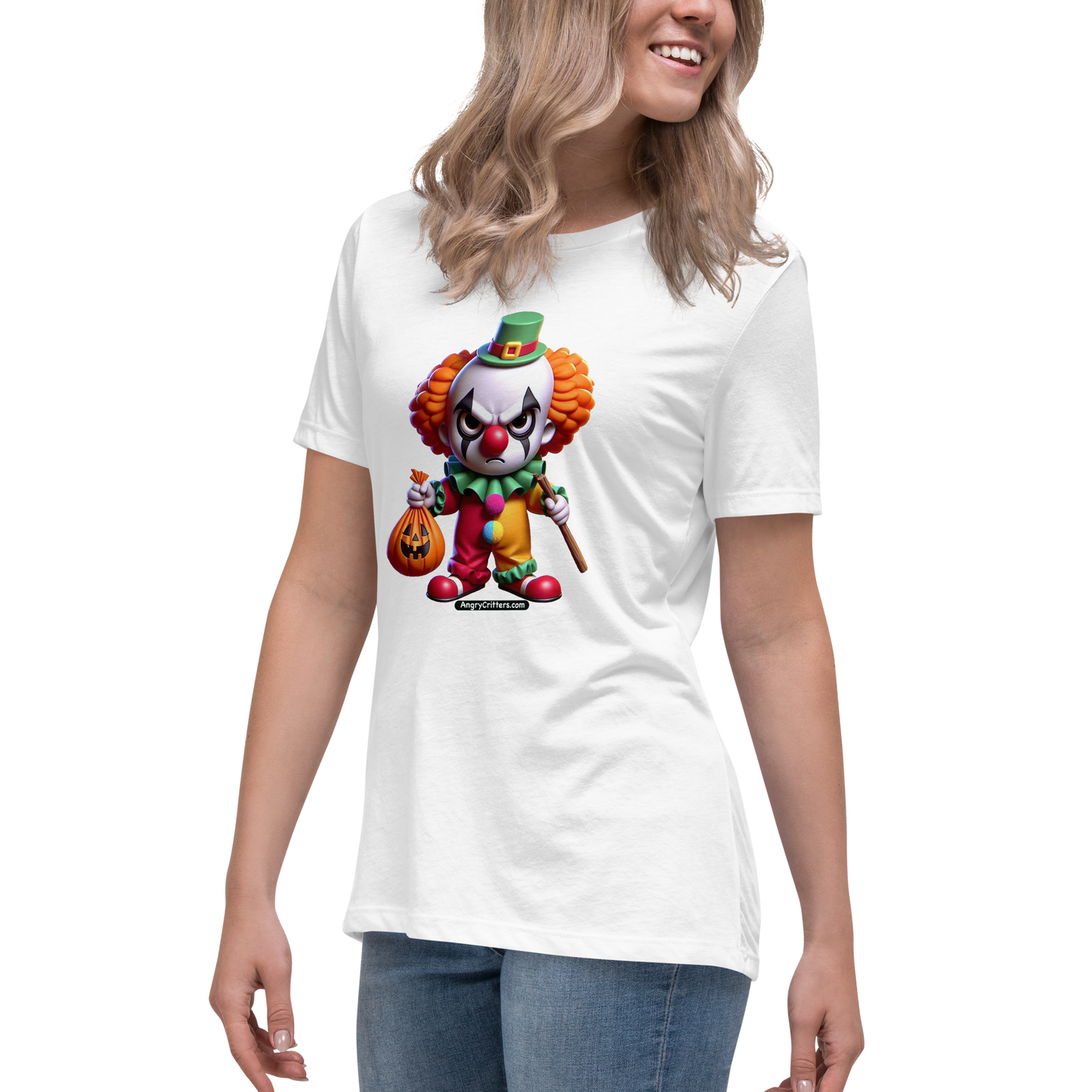 Angry Critters - Halloween Clown Orange, Women's Relaxed T-Shirt