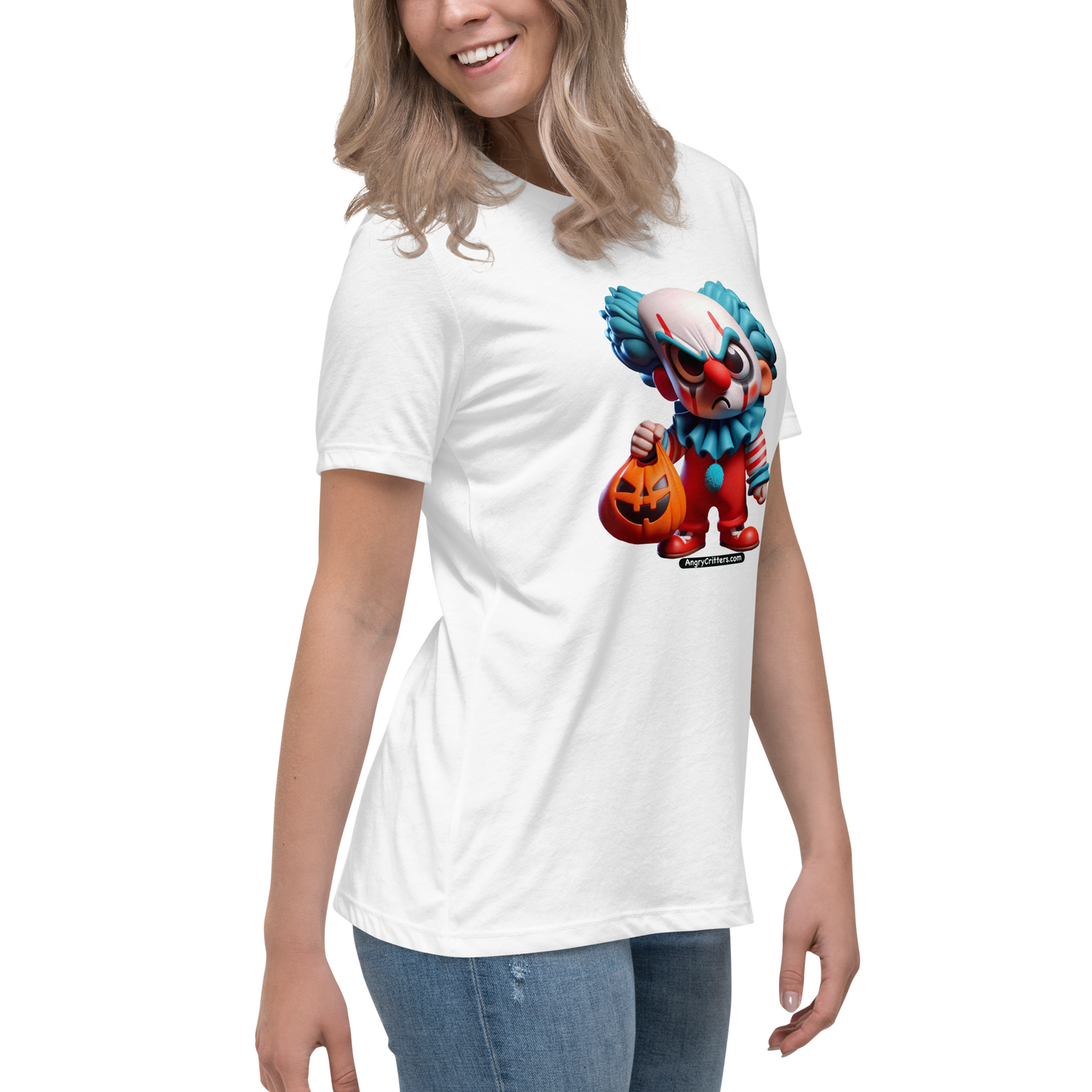 Angry Critters - Halloween Clown Blue, Women's Relaxed T-Shirt