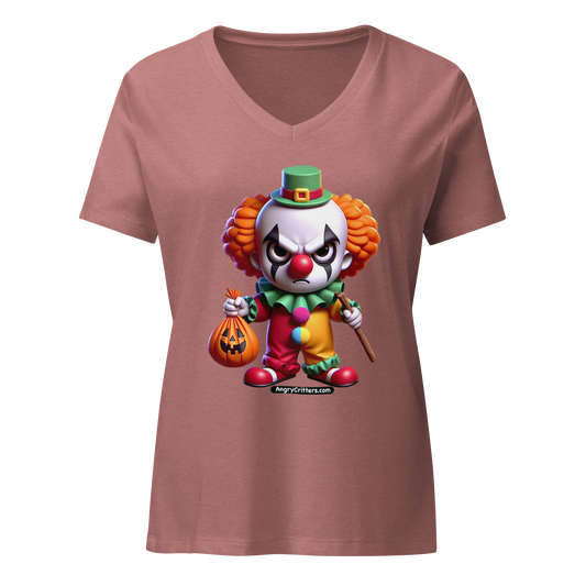 Angry Critters - Halloween Clown Orange, Women’s relaxed v-neck t-shirt